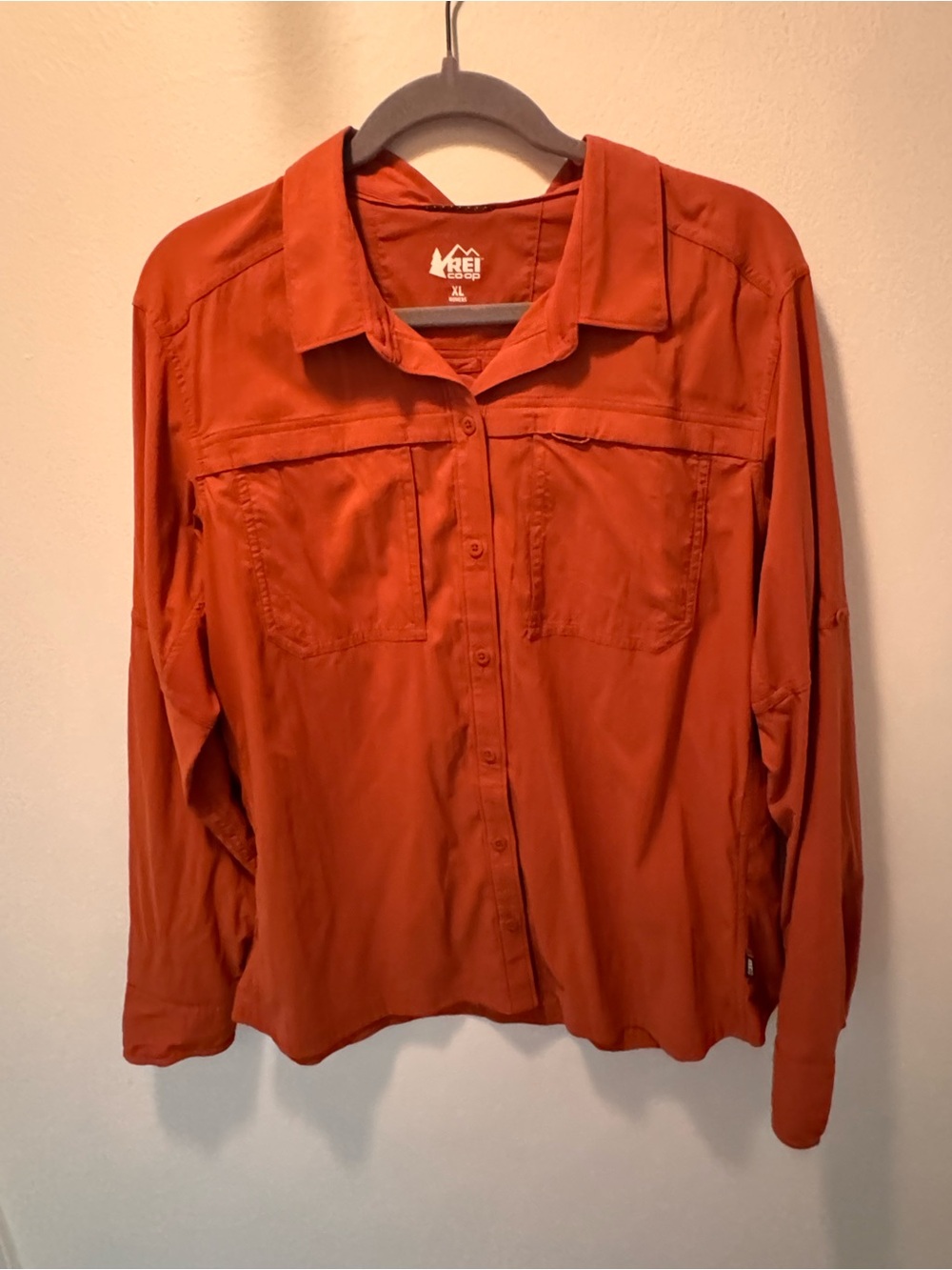 REI Women's Long Sleeve Button Shirt - Terracotta Orange - Size XL